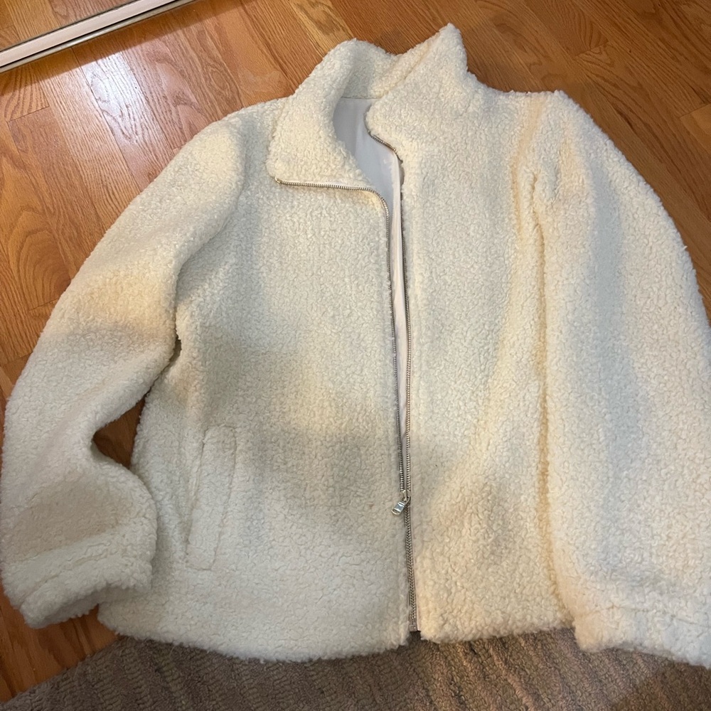Women's White Sherpa Jacket